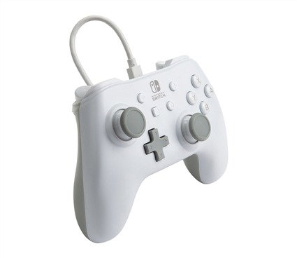 PowerA Mando con cable 1517033-01 pour Nintendo Switch - Manette filaire officielle blanche mate avec cable USB amovible (non compatible Switch Lite)