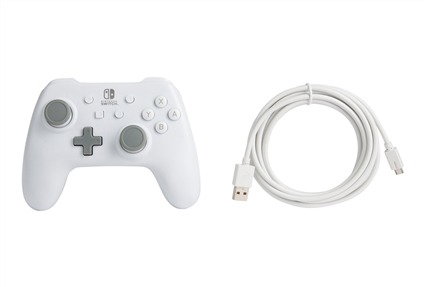PowerA Mando con cable 1517033-01 pour Nintendo Switch - Manette filaire officielle blanche mate avec cable USB amovible (non compatible Switch Lite)