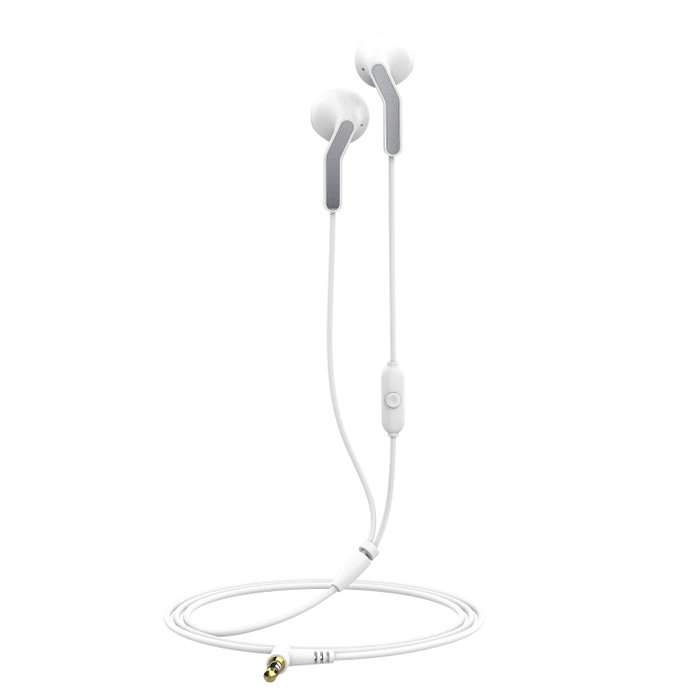 Muvit Écouteurs Filaires MEU Blanc Jack 3.5 mm Casque Stéréo avec Micro