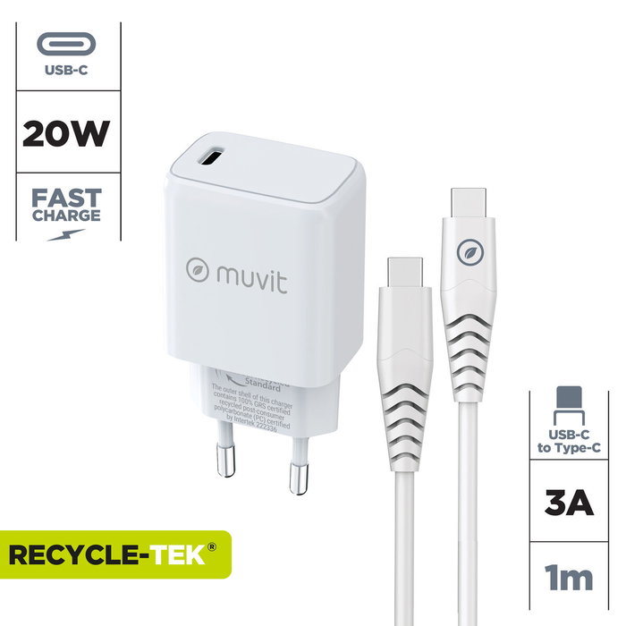 Chargeur mural Muvit MCPAK0044 Blanc Noir 20 W