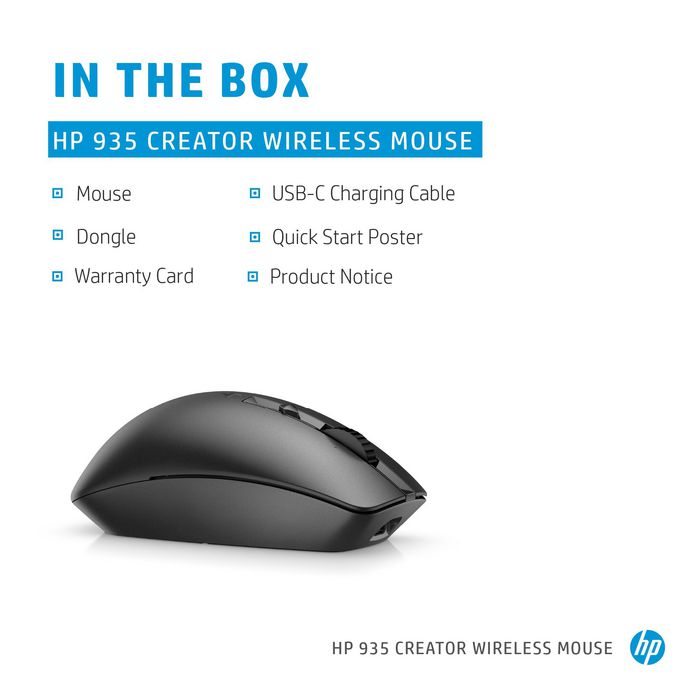 HP Souris sans fil Creator 930 Silver - Ergonomique pour la création, avec boutons personnalisables, molette, silencieuse, USB-C rechargeable, capteur Track-on-glass