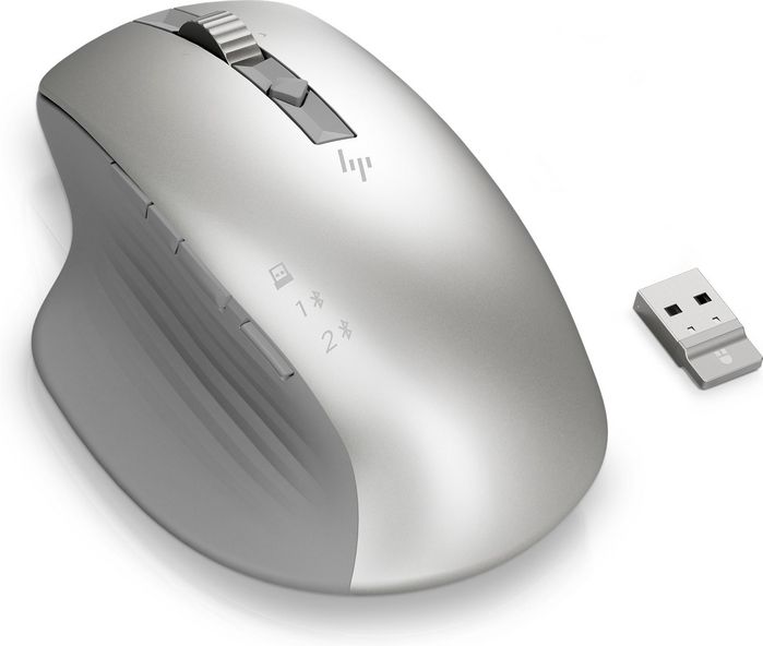 HP Souris sans fil Creator 930 Silver - Ergonomique pour la création, avec boutons personnalisables, molette, silencieuse, USB-C rechargeable, capteur Track-on-glass