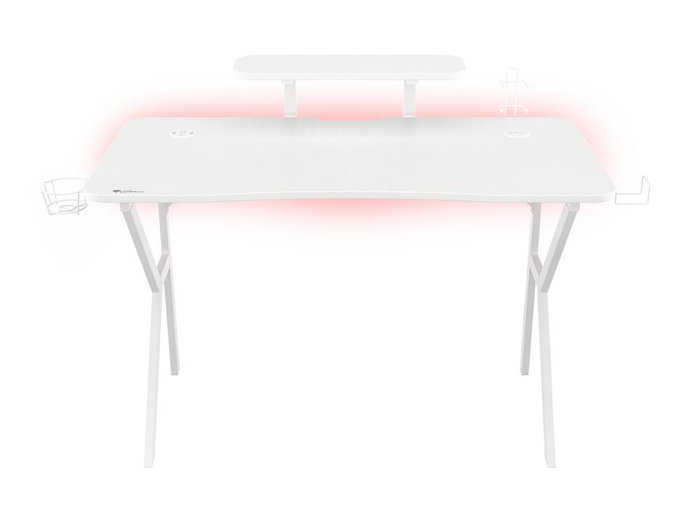 Genesis Bureau Gaming Holm 320 RGB avec Rétroéclairage LED, Support Casque, Chargeur Sans Fil, Blanc, USB 3.0 Genesis Bureau Gaming Holm 320 RGB avec Rétroéclairage LED, Support Casque, Chargeur Sans Fil, Blanc, USB 3.0