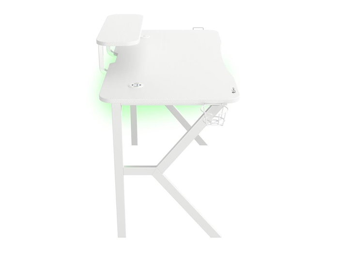 Genesis Bureau Gaming Holm 320 RGB avec Rétroéclairage LED, Support Casque, Chargeur Sans Fil, Blanc, USB 3.0 Genesis Bureau Gaming Holm 320 RGB avec Rétroéclairage LED, Support Casque, Chargeur Sans Fil, Blanc, USB 3.0