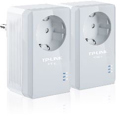 TP-Link Pack de 2 Adaptateurs CPL Powerline AV500 500Mbps avec Prise Intégrée, Ethernets 10/100, Plug and Play, Sécurité AES 128-bit