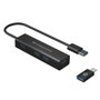 Conceptronic Hubbies06B Hub USB 3.0 4 ports Aluminium avec Adaptateur USB-C Noir