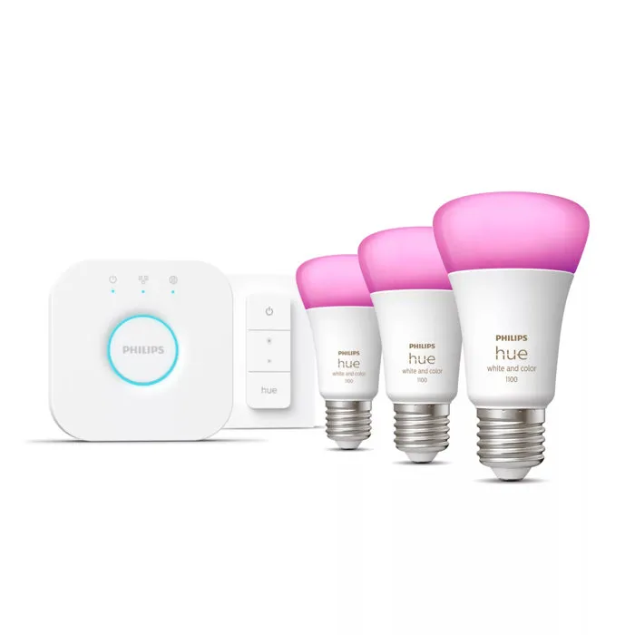 Philips Hue Kit de démarrage Hue White & Color Ambiance - 3 ampoules E27 et télécommande