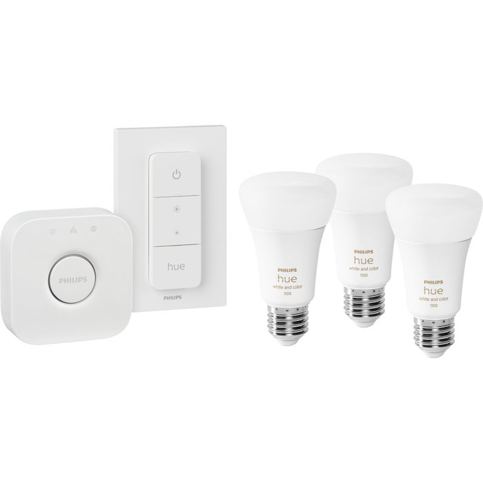 Philips Hue Kit de démarrage White & Color Ambiance avec 3 ampoules E27 et télécommande