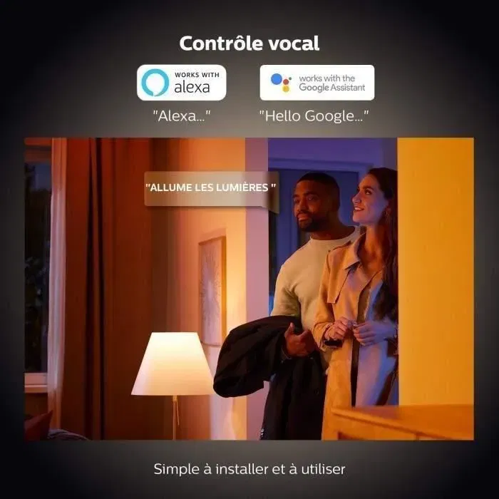 Philips Hue White Ambiance E27 - Ampoule LED connectée Bluetooth - Équivalent 75W / 1100 lumen - Compatible Alexa, Google Assistant, Apple HomeKit - Pack de 2