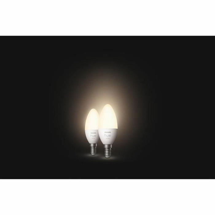 Philips Hue White Ampoules LED connectées E14 - Pack de 2 Philips Hue White Ampoules LED connectées E14 - Pack de 2
