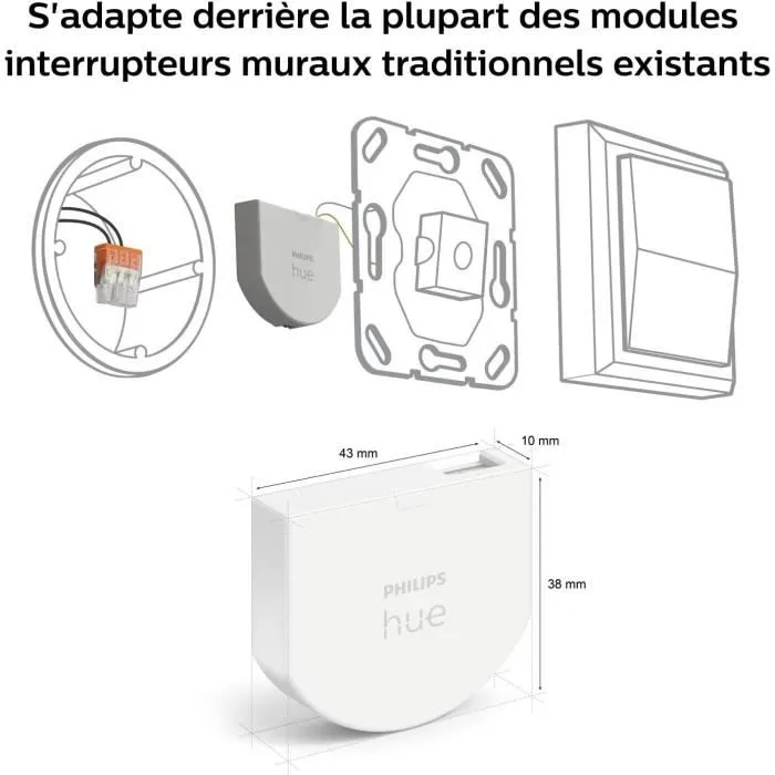 Philips Hue - Module d'interrupteur mural intelligent pour éclairage connecté - Pack de 2 - Blanc - Compatible Alexa, Google Assistant, Apple HomeKit - Pour intérieur