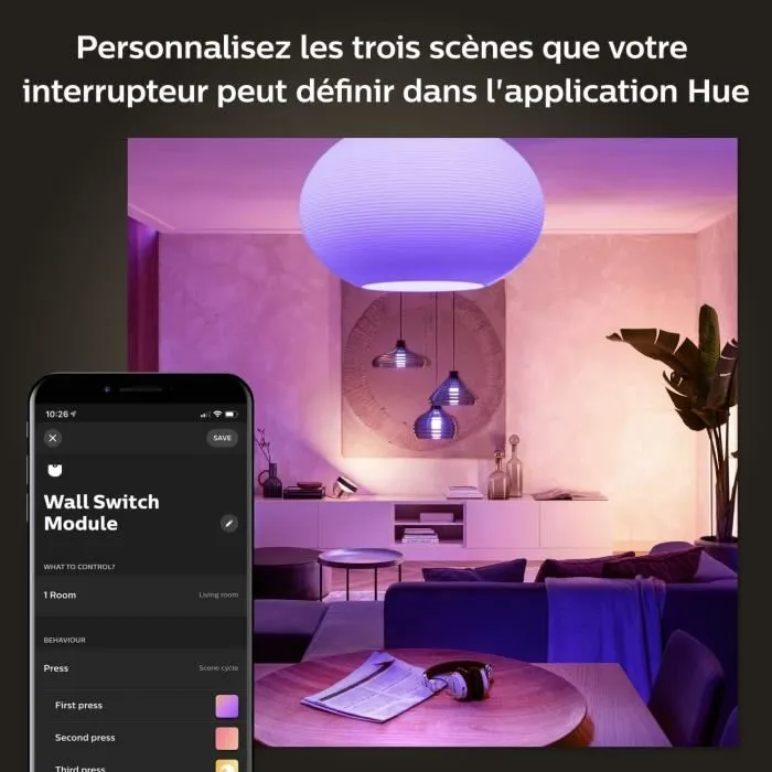 Philips Hue - Module d'interrupteur mural intelligent pour éclairage connecté - Pack de 2 - Blanc - Compatible Alexa, Google Assistant, Apple HomeKit - Pour intérieur