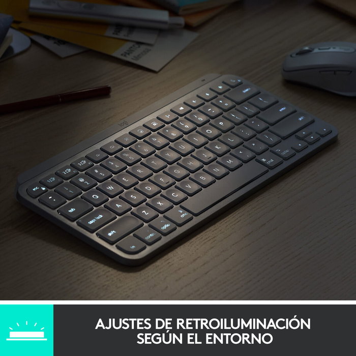 Clavier Logitech MX Keys Mini Gris Argenté Espagnol Qwerty QWERTY Clavier Logitech MX Keys Mini Gris Argenté Espagnol Qwerty QWERTY