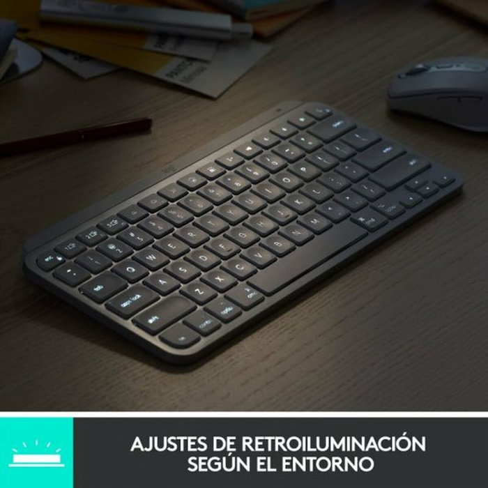 Clavier Logitech MX Keys Mini Gris Argenté Espagnol Qwerty QWERTY Clavier Logitech MX Keys Mini Gris Argenté Espagnol Qwerty QWERTY