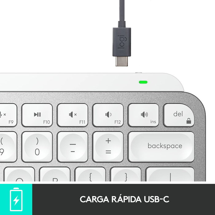 Clavier Logitech MX Keys Mini Gris Argenté Espagnol Qwerty QWERTY Clavier Logitech MX Keys Mini Gris Argenté Espagnol Qwerty QWERTY
