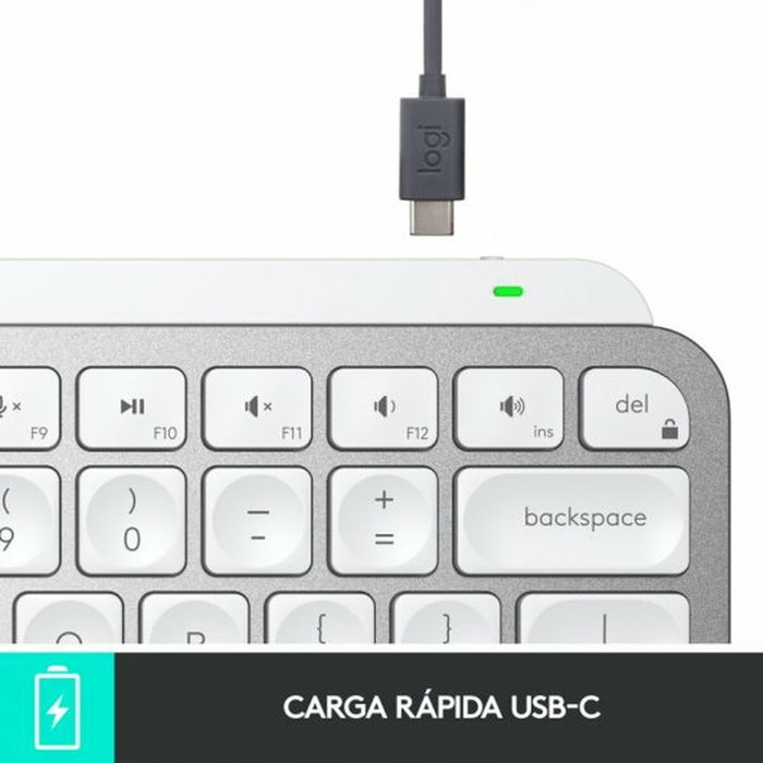 Clavier Logitech MX Keys Mini Gris Argenté Espagnol Qwerty QWERTY Clavier Logitech MX Keys Mini Gris Argenté Espagnol Qwerty QWERTY