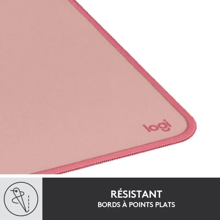 Logitech Desk Mat Studio Série - Tapis de bureau en tissu doux pour souris et clavier - Rose