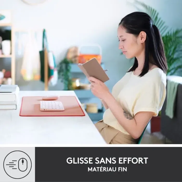 Logitech Desk Mat Studio Série - Tapis de bureau en tissu doux pour souris et clavier - Rose