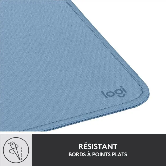 Logitech Tapis de Souris, Série Studio, Surface Douce pour Glissement Optimal, Antidérapant, Résistant aux Éclaboussures, Bleu Gris