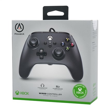 PowerA 1519265-01 Manette Filaire Officielle pour Xbox Series X/S et Xbox One, Noir - Compatible PC, câble USB 3m amovible, prise casque 3.5mm