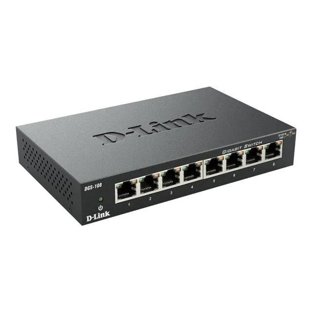 D-Link Switch Gigabit Ethernet 8 ports DGS108 - Boîtier métallique sans ventilateur - Plug And Play - Technologie Green D-Link Switch Gigabit Ethernet 8 ports DGS108 - Boîtier métallique sans ventilateur - Plug And Play - Technologie Green