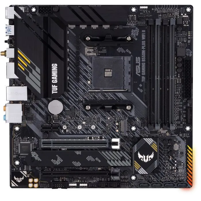 Asus Carte mère TUF GAMING B550M-PLUS WiFi II 90MB19Y0-M0EAY0 Noir - Micro-ATX, Socket AM4, AMD B550, DDR4, 2x PCIe 4.0 M.2, Wi-Fi 6, USB 3.2 Gen 2