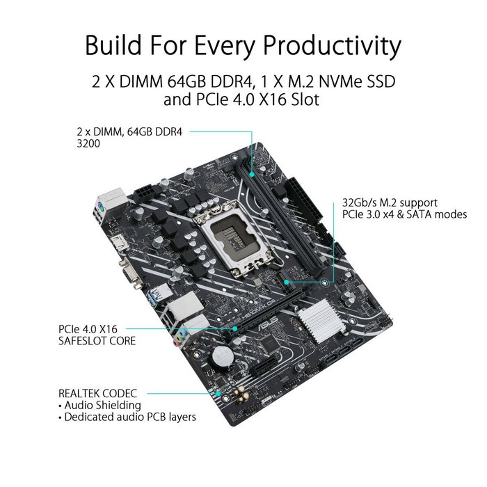 Carte Mère Asus PRIME H610M-K D4 LGA 1700