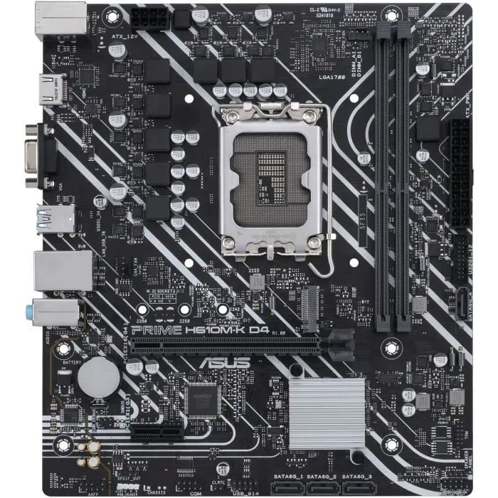 Asus Carte mère PRIME H610M-K D4 micro ATX Socket LGA 1700 Intel H610 - Mémoire DDR4, M.2, SATA, Gigabit Ethernet