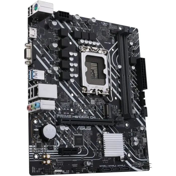 Asus Carte mère PRIME H610M-K D4 micro ATX Socket LGA 1700 Intel H610 - Mémoire DDR4, M.2, SATA, Gigabit Ethernet
