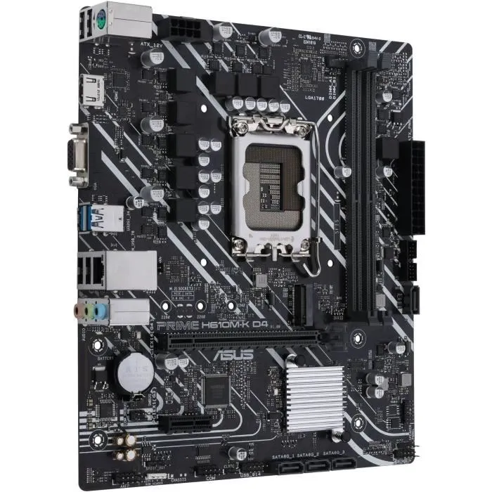 Asus Carte mère PRIME H610M-K D4 micro ATX Socket LGA 1700 Intel H610 - Mémoire DDR4, M.2, SATA, Gigabit Ethernet