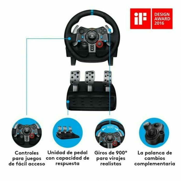 Logitech G29 Driving Force, Volant et pédales de course pour PS4 / PS5, Réf. 941-000112, Noir
