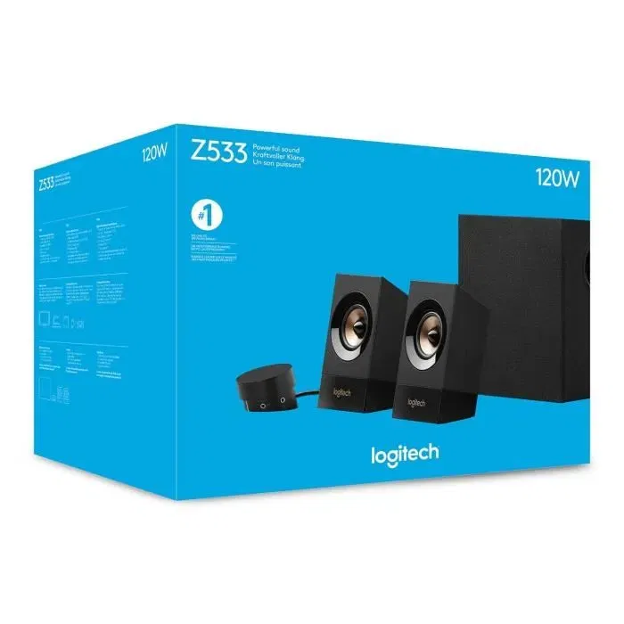Logitech Z533 - Enceintes PC multimedia filaires avec caisson de basses avant, 120 W de puissance, Noir