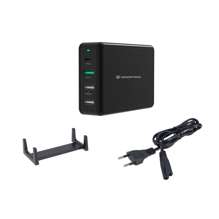 Conceptronic OZUL01B Chargeur Rapide 65W PD USB-C et USB-A Noir Conceptronic OZUL01B Chargeur Rapide 65W PD USB-C et USB-A Noir