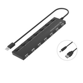 Conceptronic HUBBIES08B Hub USB 2.0 à 7 ports avec interrupteurs individuels, Noir