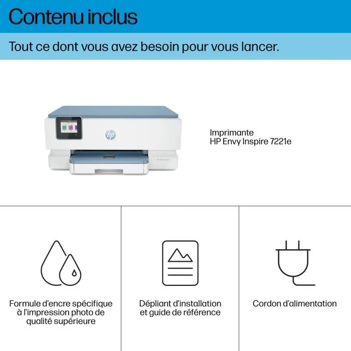 HP Envy Inspire 7221e Imprimante jet d'encre multifonction couleur Wi-Fi 2H2N1B#629 HP Envy Inspire 7221e Imprimante jet d'encre multifonction couleur Wi-Fi 2H2N1B#629