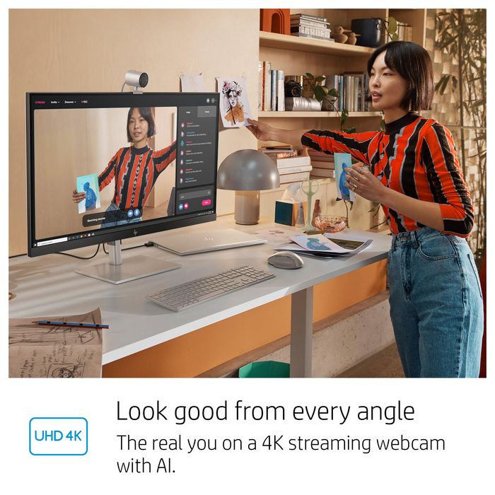 HP Webcam 4K 950 - Caméra USB avec suivi IA, micro et grand angle pour visioconférences et streaming