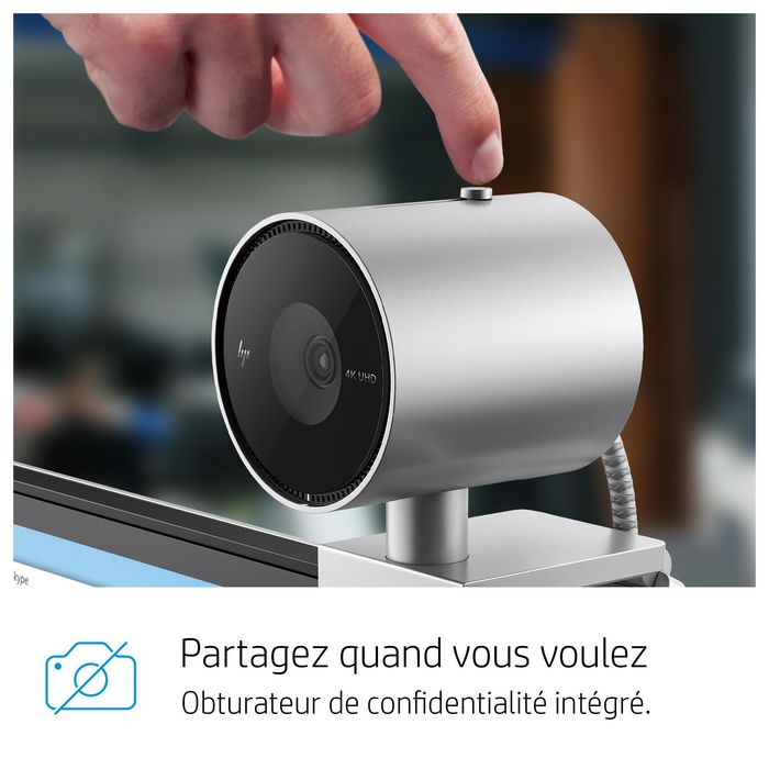 HP Webcam 4K 950 - Caméra USB avec suivi IA, micro et grand angle pour visioconférences et streaming