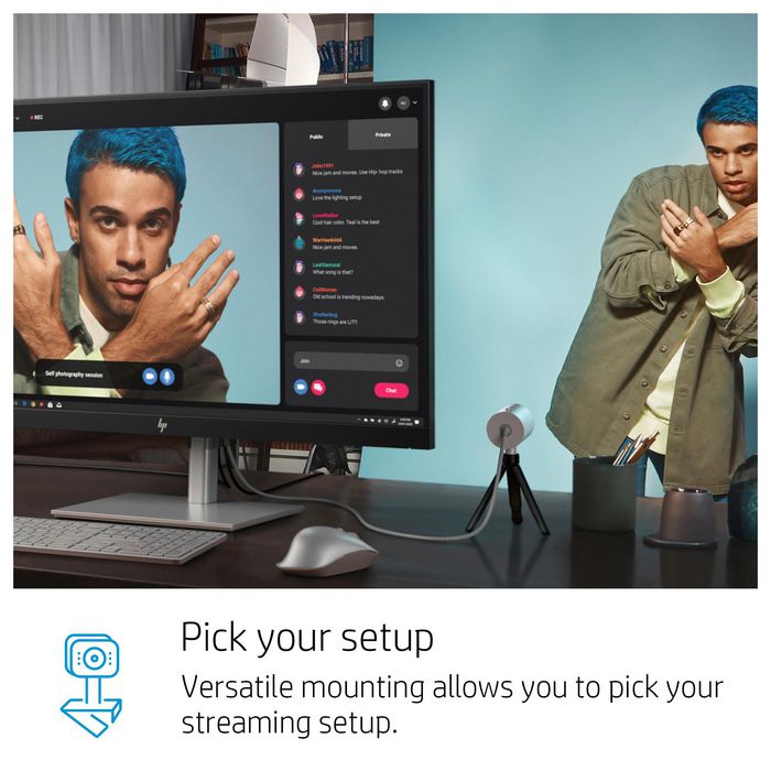HP Webcam 4K 950 - Caméra USB avec suivi IA, micro et grand angle pour visioconférences et streaming