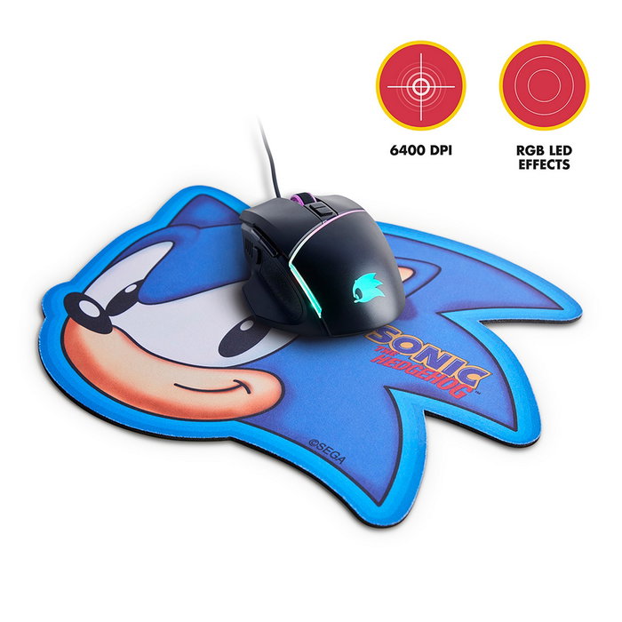 SONIC Souris Gaming ergonomique Energy Sistem RS571003 - Capteur optique 6400 DPI, éclairage LED RGB, boutons configurables, tapis inclus