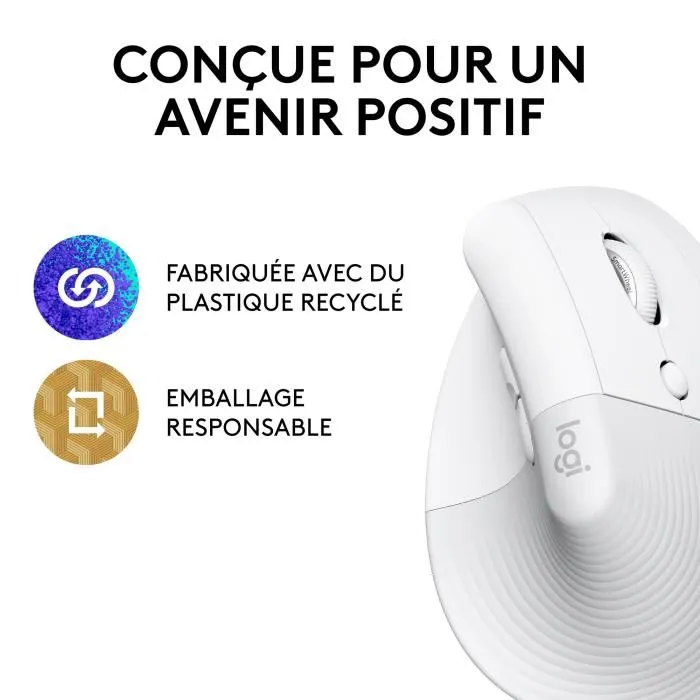Logitech 910-006475 Lift Vertical Mouse Souris ergonomique verticale - Blanc