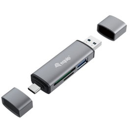 Equip Lecteur de cartes USB 3.0 Type-A et USB-C avec hub intégré, SD/MicroSD jusqu'à 2 To, aluminium