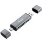 Equip Lecteur de cartes USB 3.0 Type-A et USB-C avec hub intégré, SD/MicroSD jusqu'à 2 To, aluminium