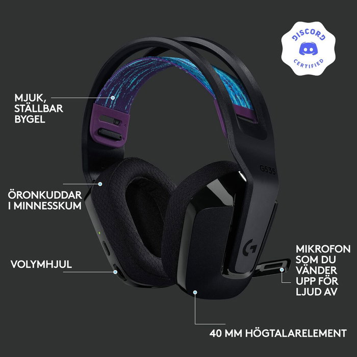 Logitech G535 Casque Gaming Sans Fil LIGHTSPEED Noir