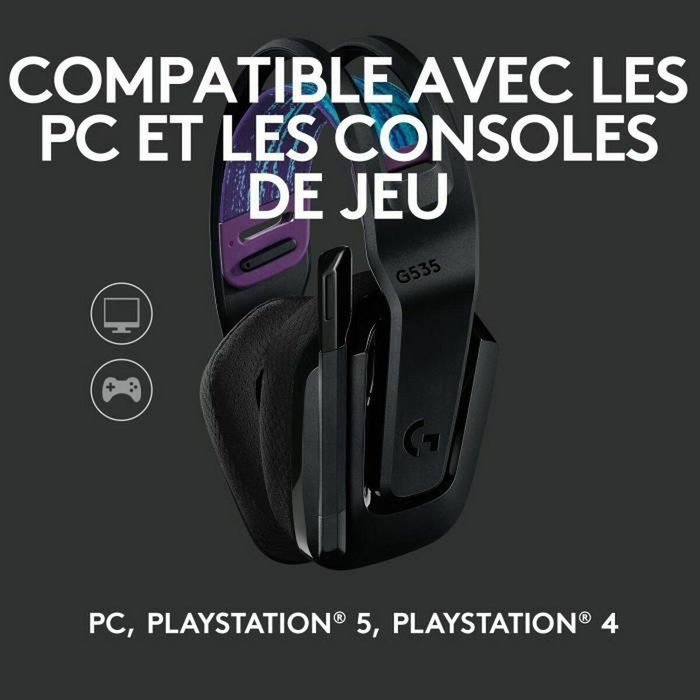 Logitech G535 Casque Gaming Sans Fil LIGHTSPEED Noir