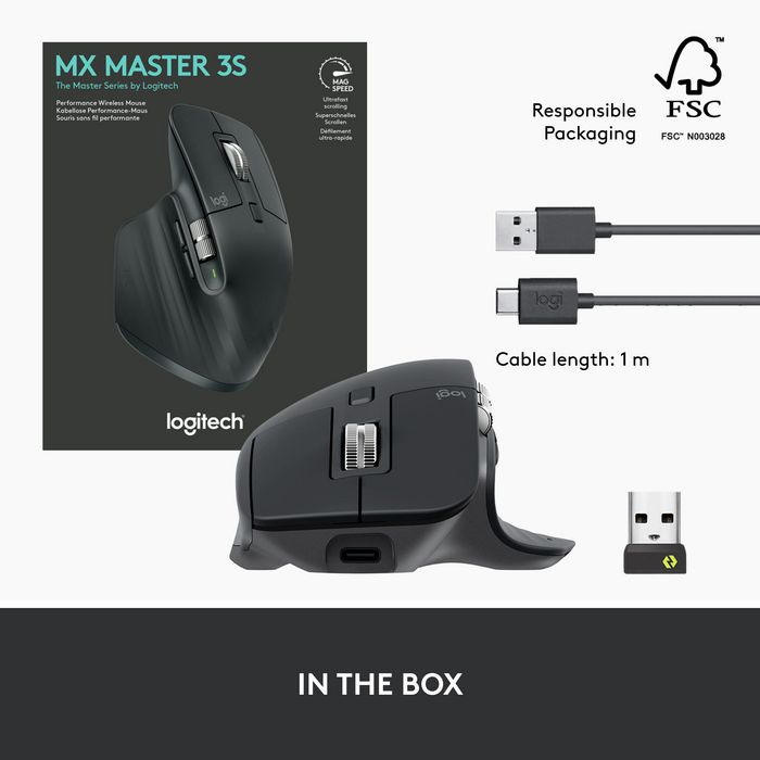 Logitech MX Master 3S - Souris sans fil ergonomique, Graphite
