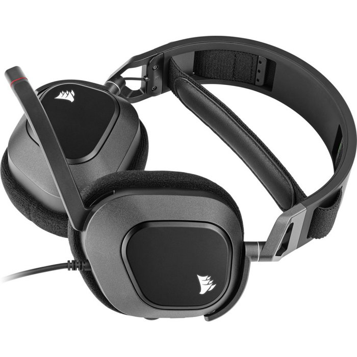 Corsair HS80 Casque Gaming Filaire Stéréo USB avec Microphone Boom, Néodyme, Retroéclairage, Noir Carbone