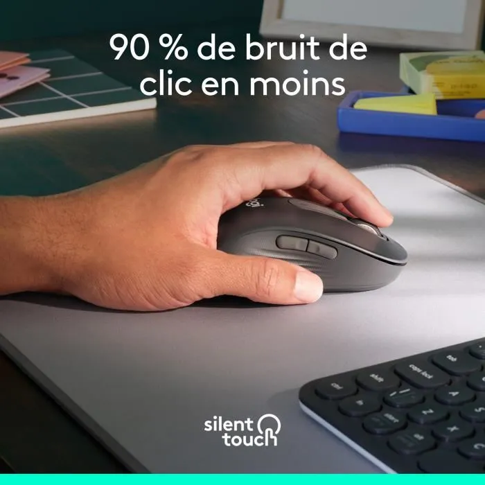 Logitech Signature M650 L - Souris sans fil ergonomique pour gaucher - Graphite - Défilement SmartWheel et confort amélioré