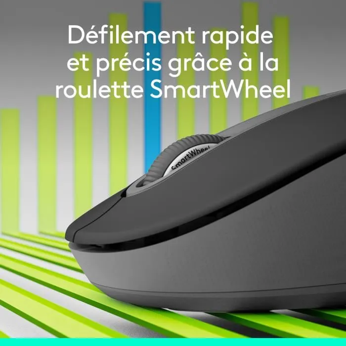 Logitech Signature M650 L - Souris sans fil ergonomique pour gaucher - Graphite - Défilement SmartWheel et confort amélioré
