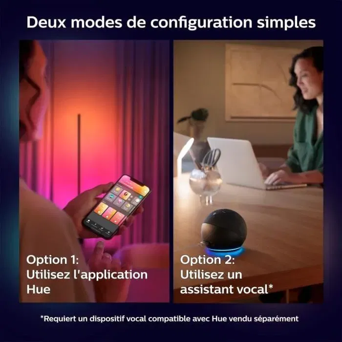 Philips Hue White and Color Ambiance Lampe à poser Gradient Signe Blanc - Éclairage connecté LED compatible Alexa