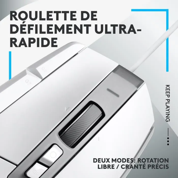 Logitech G Souris de Jeu Filaire G502 X Blanc - Boutons Mécanique Optique Hybride LIGHTFORCE